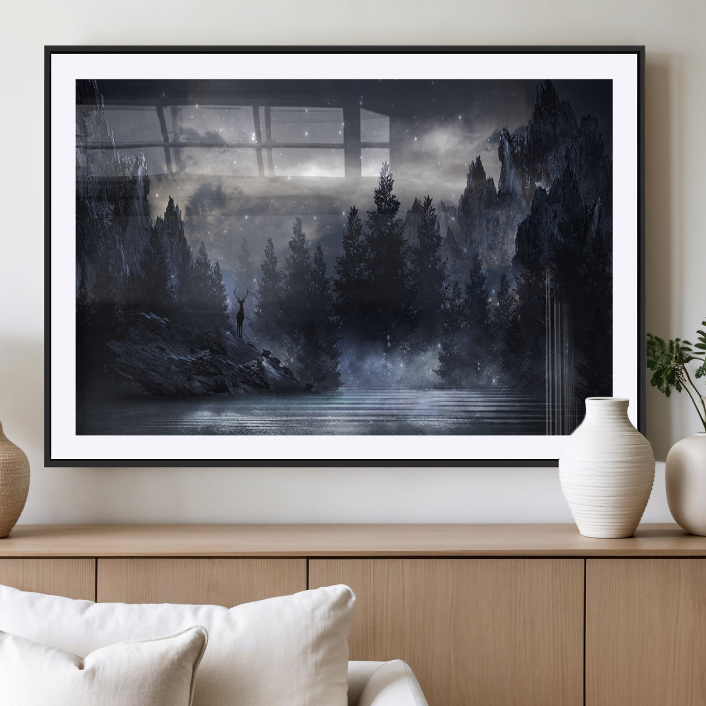MGC-FP-36x24 - Night Landscape and Trees Wall Art Canvas Print