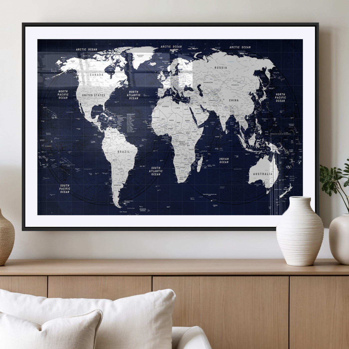 MGC-FP-36x24 - World Map Wall Art Canvas Print for Home and Office Decor