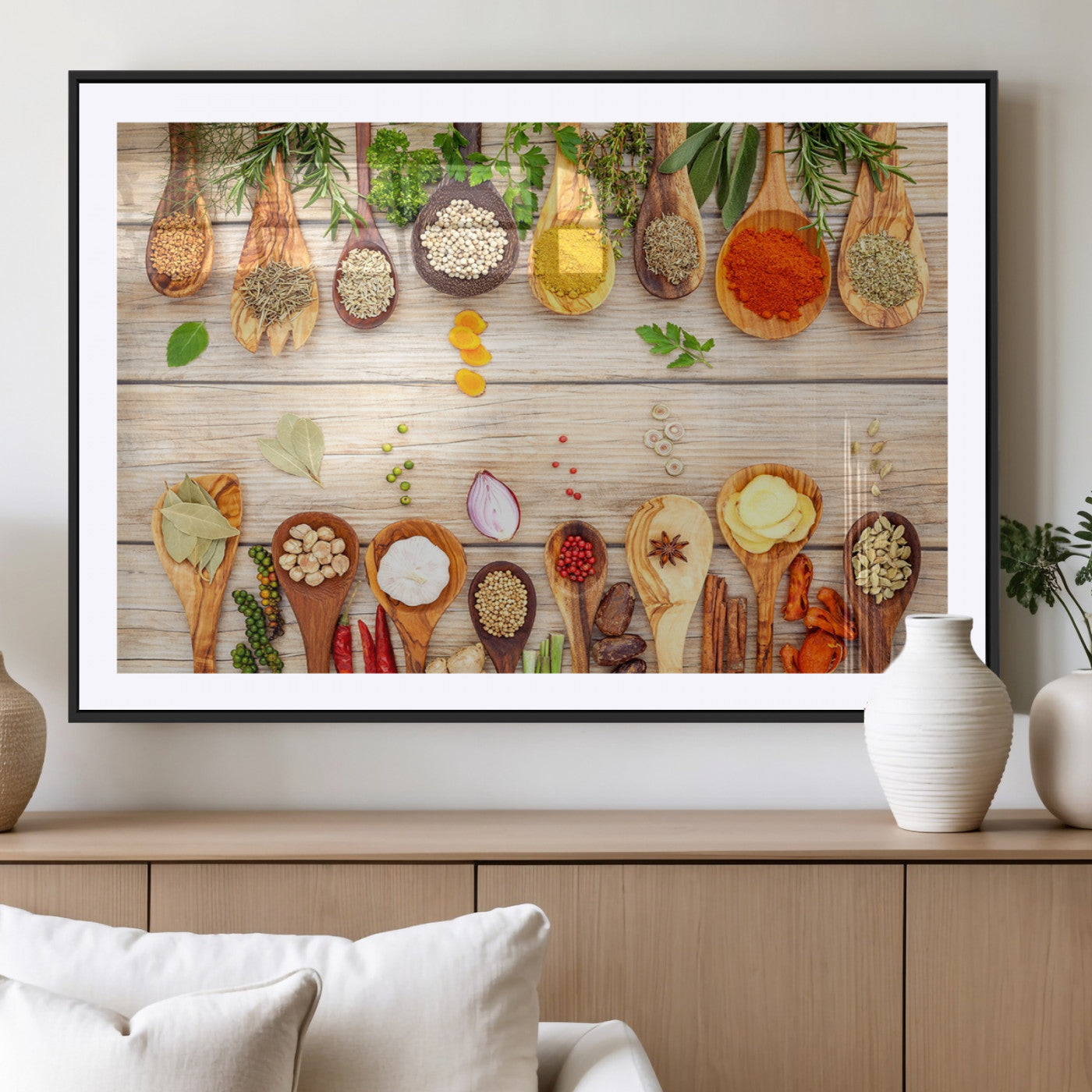 MGC-FP-36x24 - Kitchen Spice on the Table Wall Art, Kitchen Spice Wall Art Canvas Print