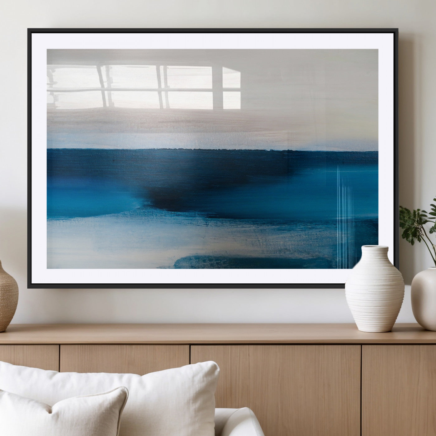MGC-FP-36x24 - Dark Blue Abstract Wall Art Canvas Print