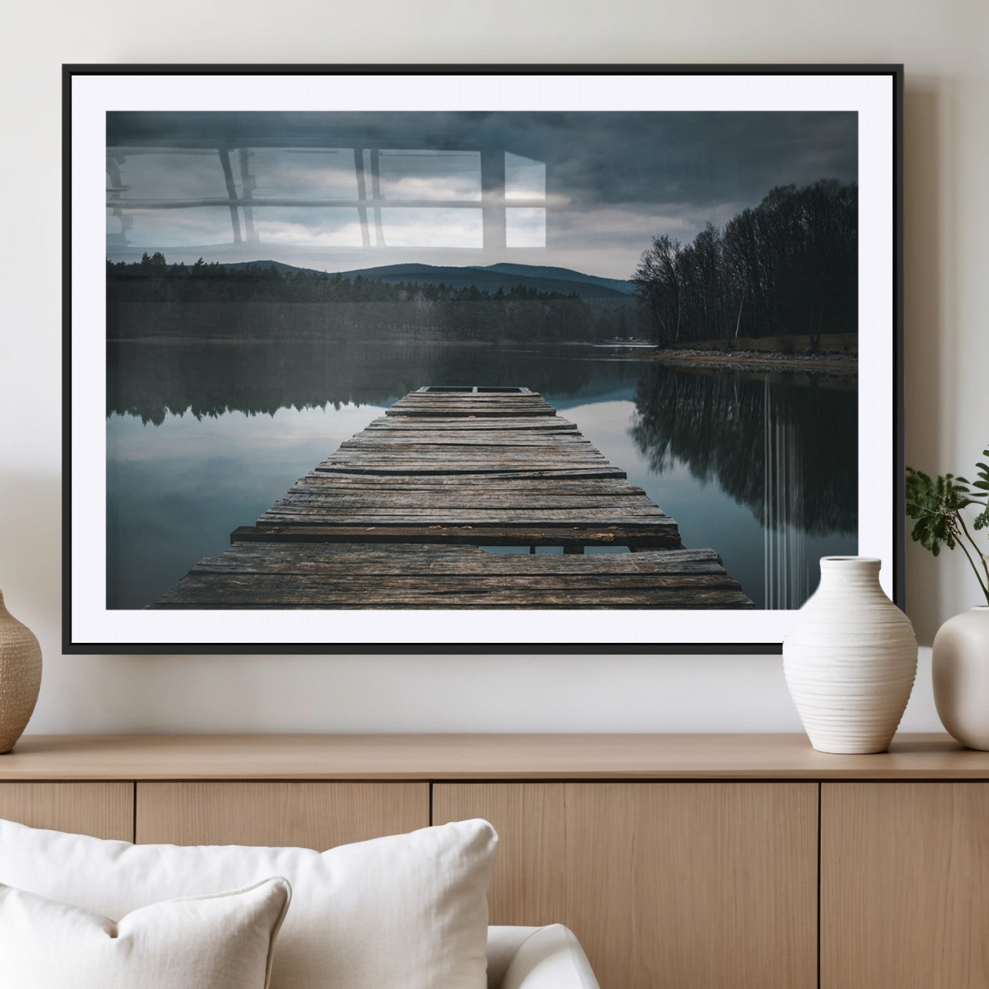 MGC-FP-36x24 - Wooden Bridge Near Lake Wall Art Canvas Print