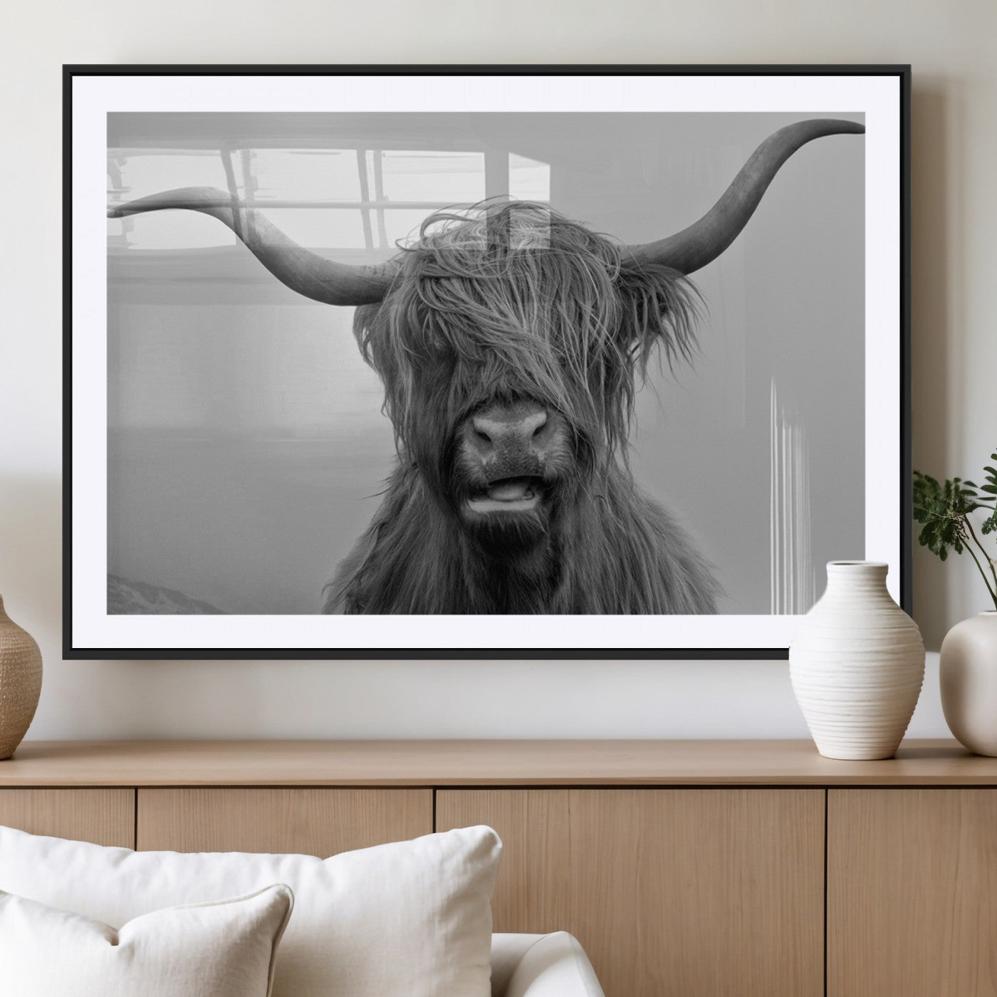 MGC-FP-36x24 - Texas Cow Wall Art Canvas, Texas Longhorn Cattle Canvas Print