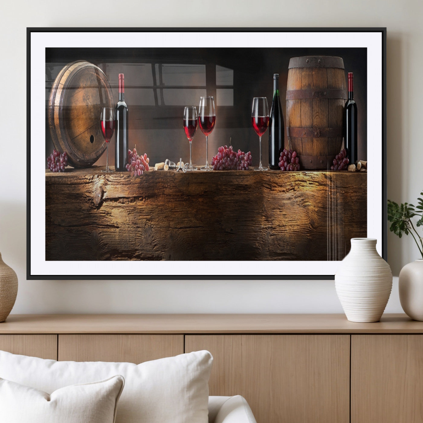MGC-FP-36x24 - Wine and Barrels Wall Art Canvas Print