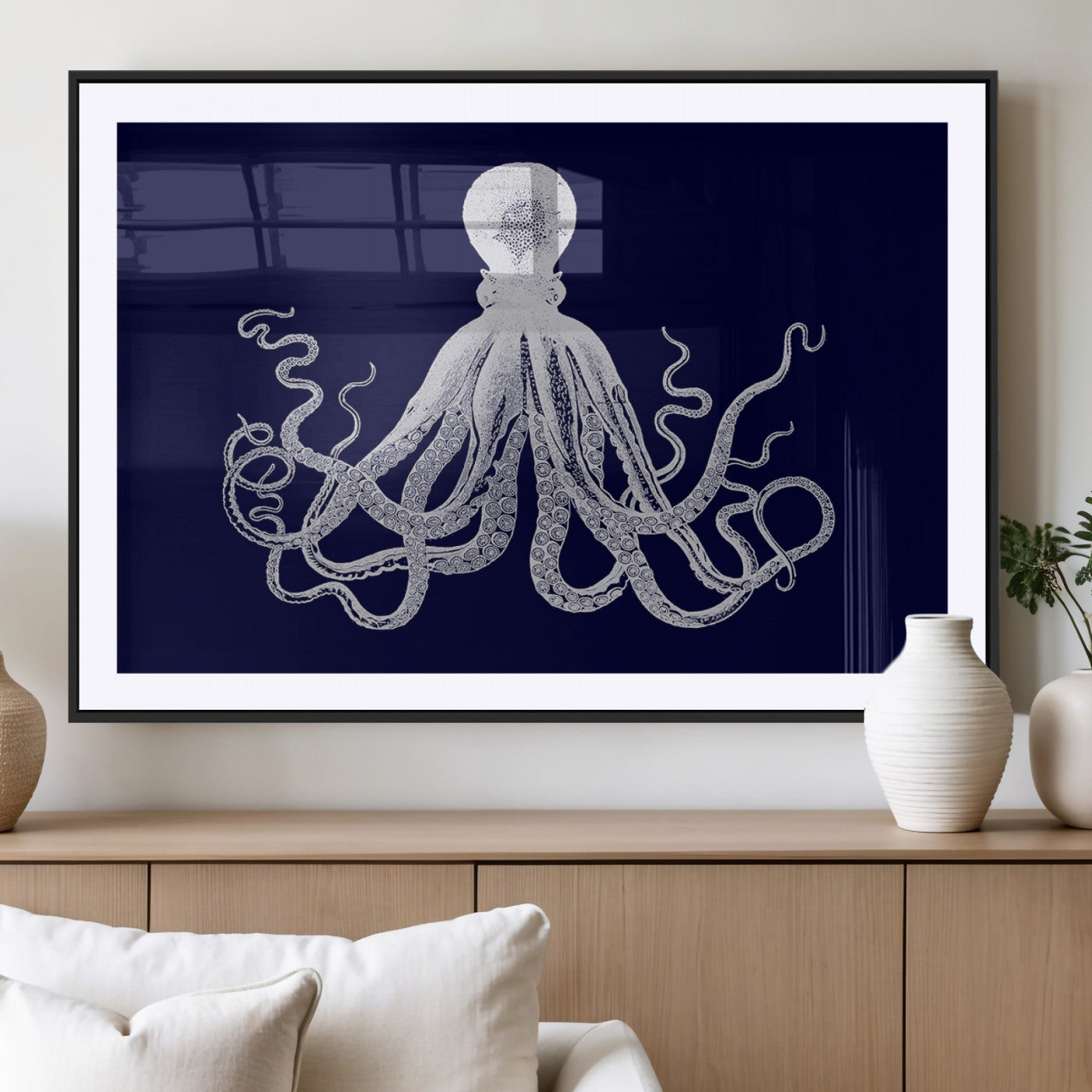 MGC-FP-36x24 - Blue Octopus Wall Art Canvas Print