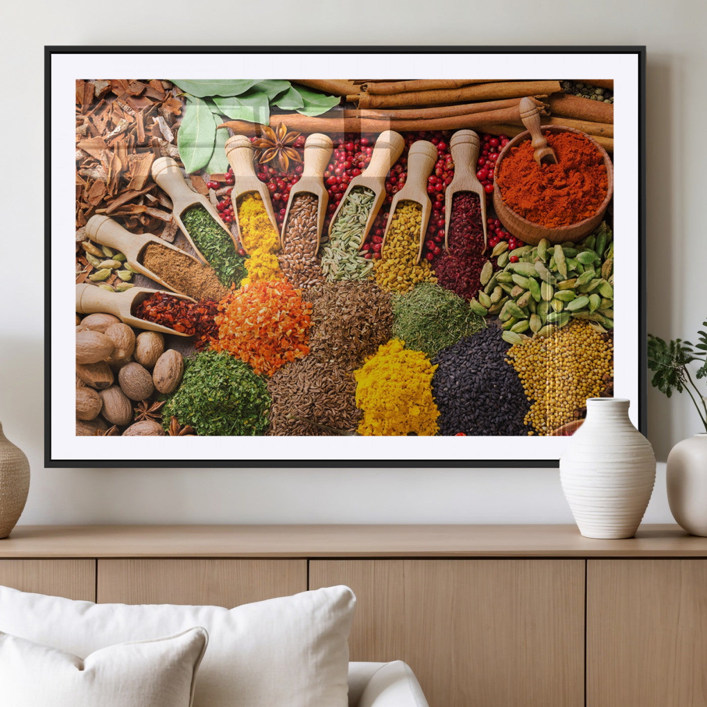 MGC-FP-36x24 - Herbs and Spices Art Canvas Print for Kitchen Kitchen, Dining Room Wall Decor