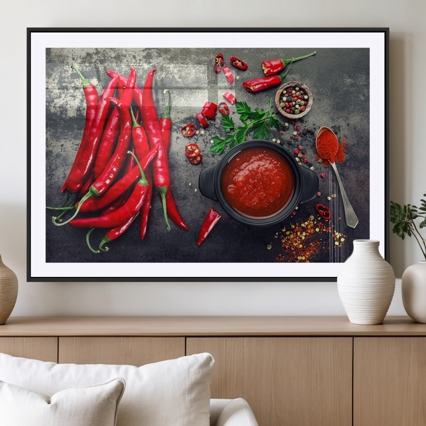 MGC-FP-36x24 - Red Chili Peppers Wall Art Kitchen Artwork Canvas Print