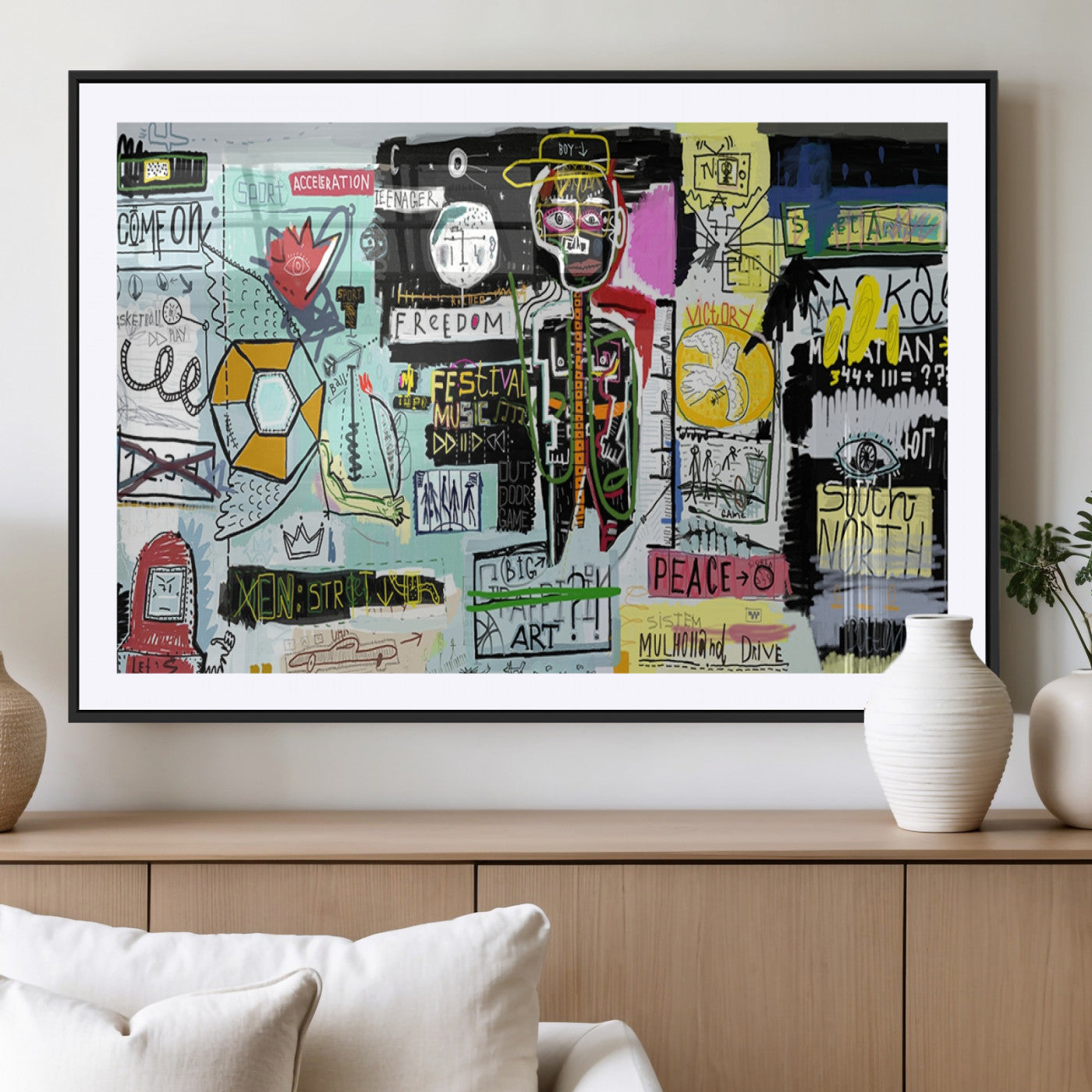 MGC-FP-36x24 - Abstract Graffiti Canvas Street Art-Inspired Graffiti Triptych Canvas – Modern Abstract Wall Art for