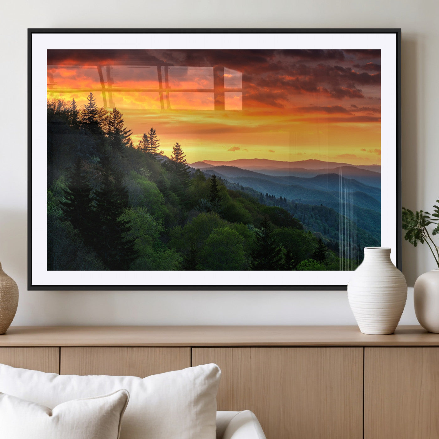 MGC-FP-36x24 - Forest Landscape Wall Art Sunset Canvas, Forest Sunset Canvas Print