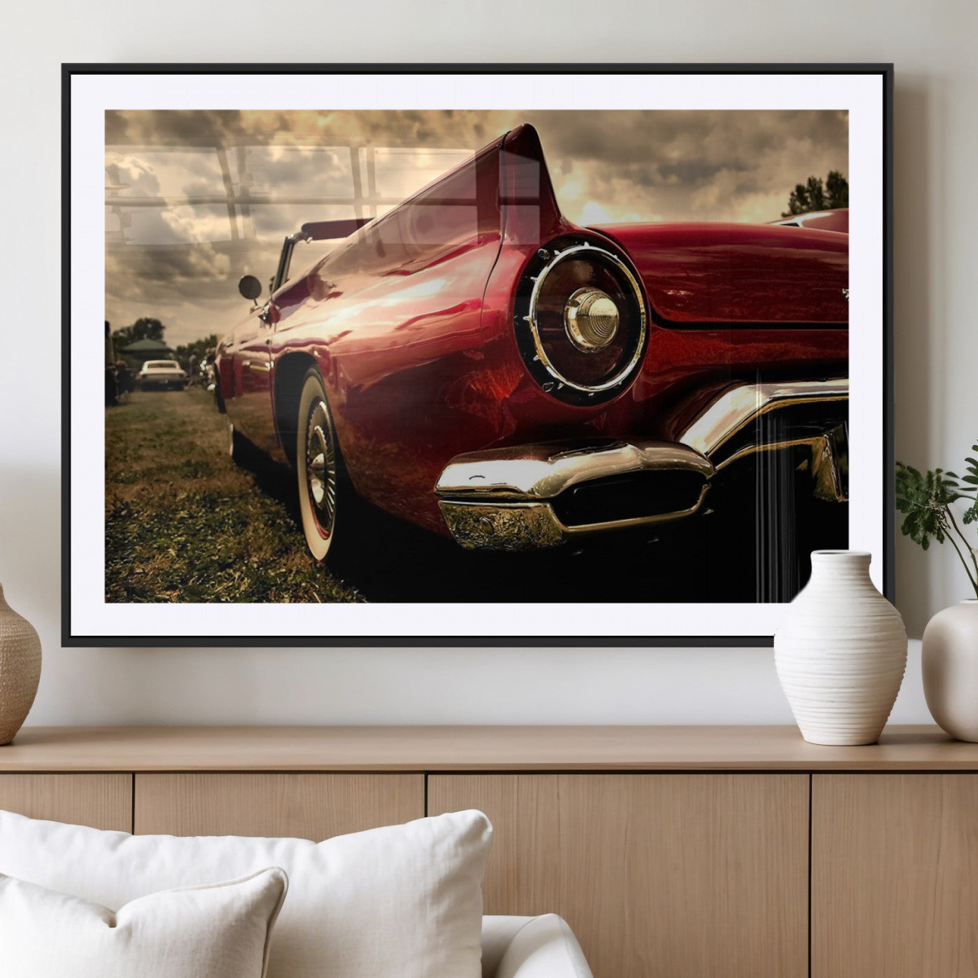 MGC-FP-36x24 - Red Classic Car Wall Art Canvas Print