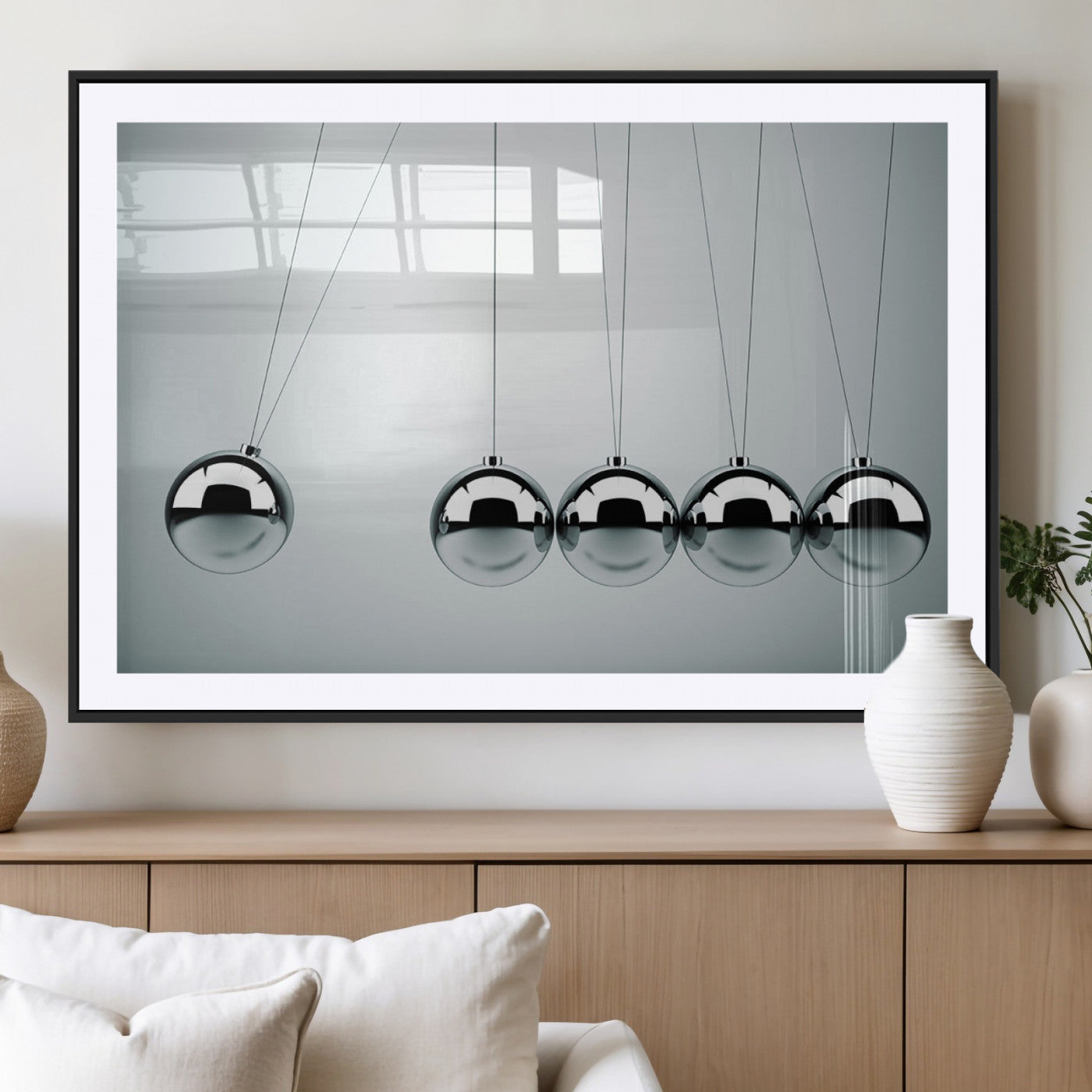 MGC-FP-36x24 - Newton's Cradle Wall Art Canvas Print, Framed Newton Cradle Wall Art