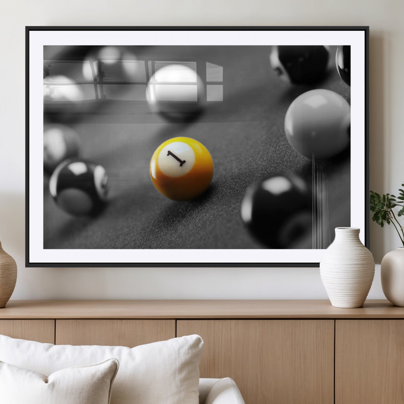 MGC-FP-36x24 - Wall Art Pool Table and Balls Canvas Print
