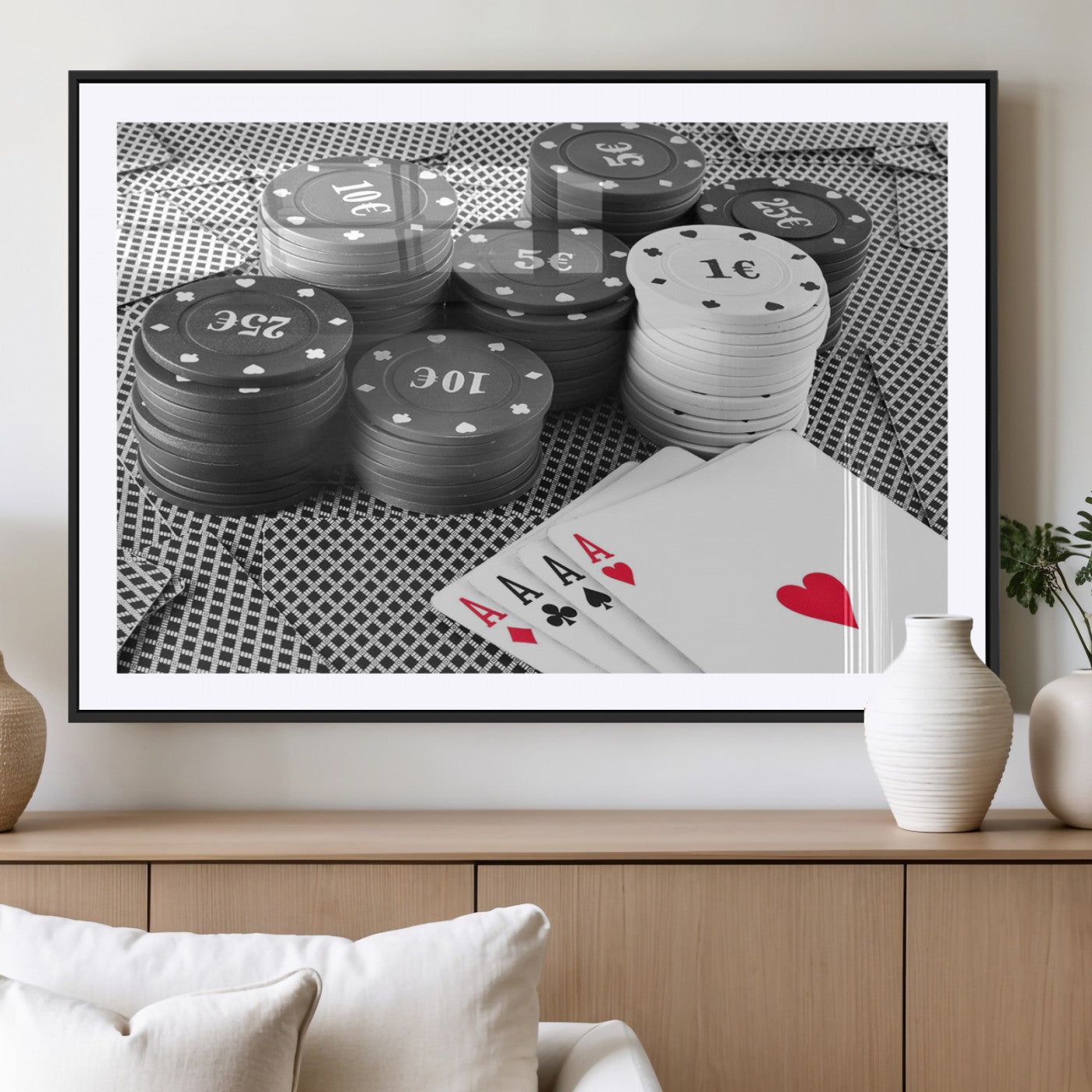 MGC-FP-36x24 - Poker Game Cards Wall Art Canvas, Multi Panel Wall Art Canvas Print