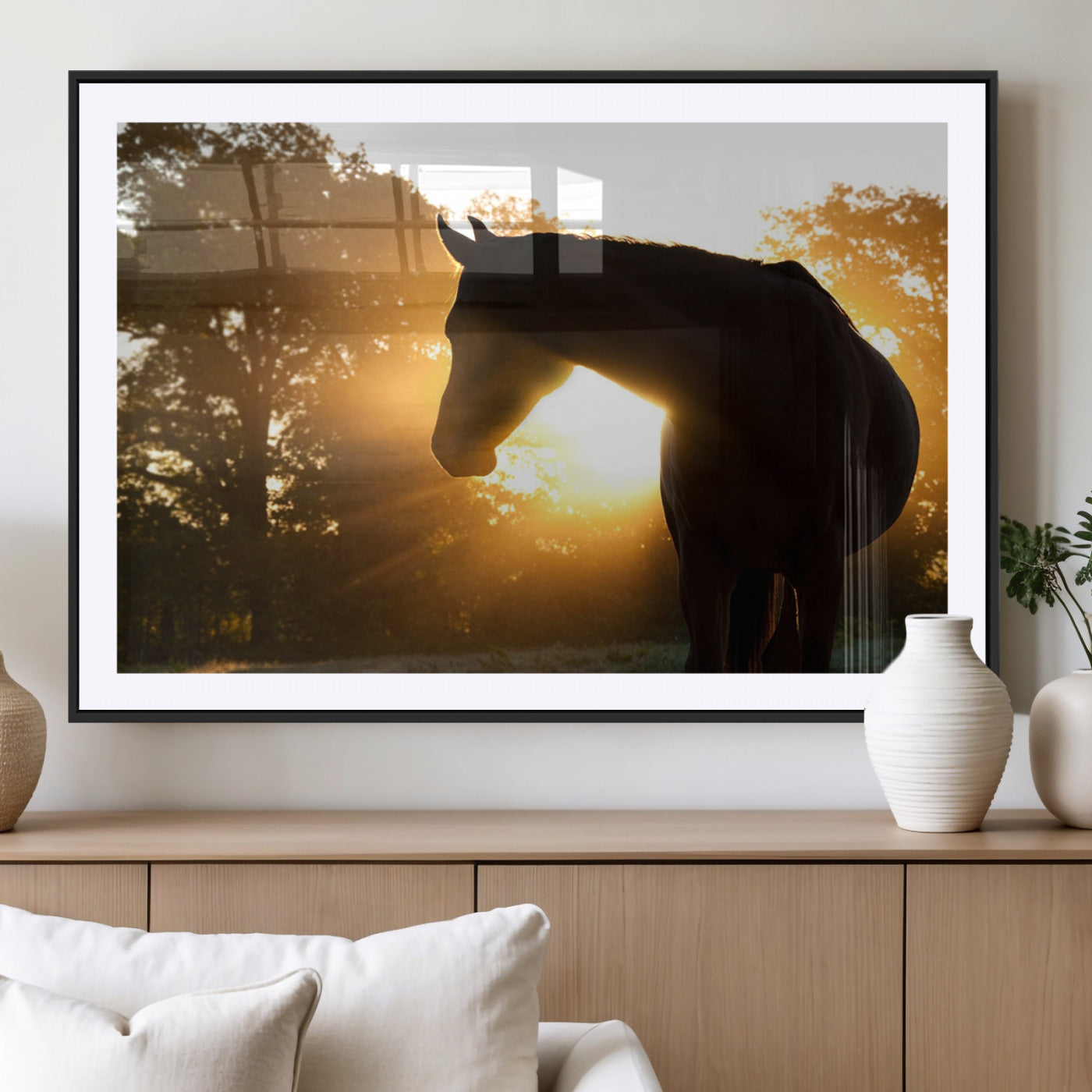 MGC-FP-36x24 - Horse at Sunset Wall Art Animal Canvas Print