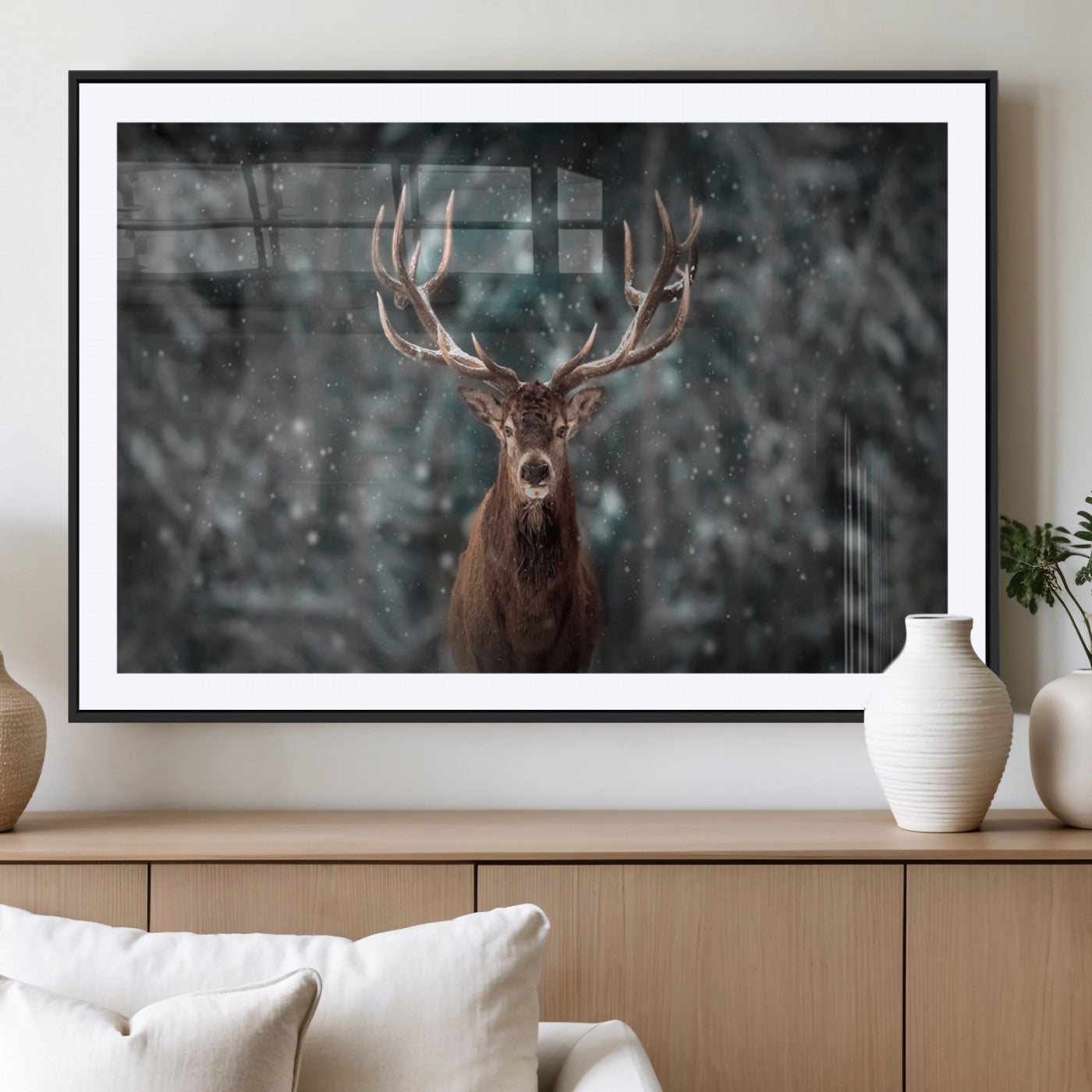 MGC-FP-36x24 - Wall Art Deer Art Animal Canvas, Framed Wall Art Deer Canvas Print