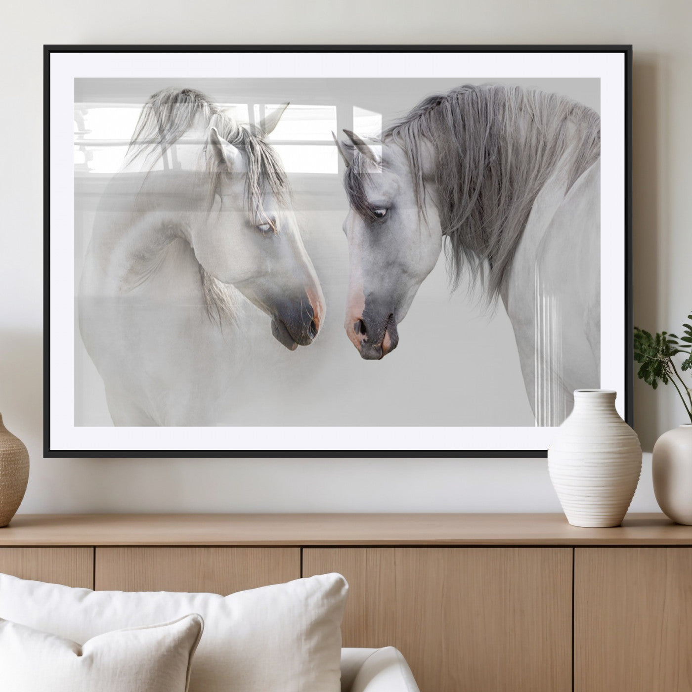 MGC-FP-36x24 - White Horse Wall Art Animal Canvas Print