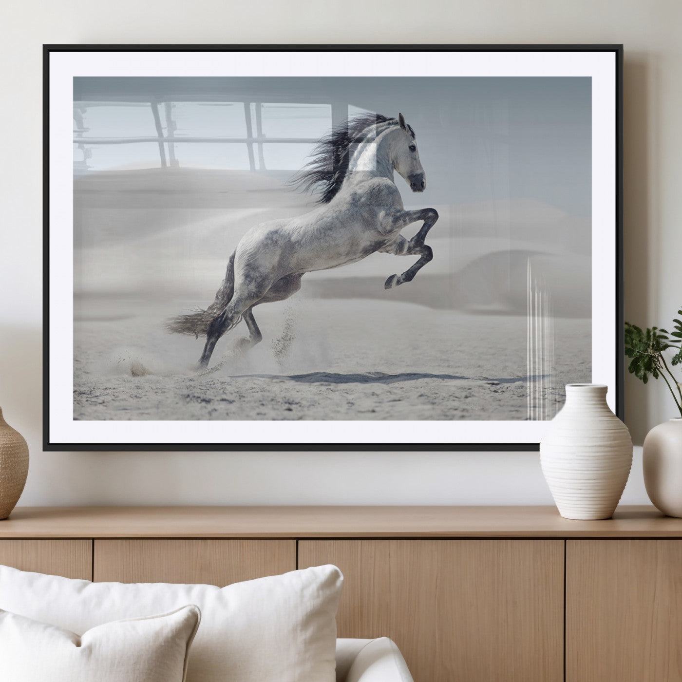MGC-FP-36x24 - Prancing Horse on Dessert Large Wall Art Animal Canvas Print