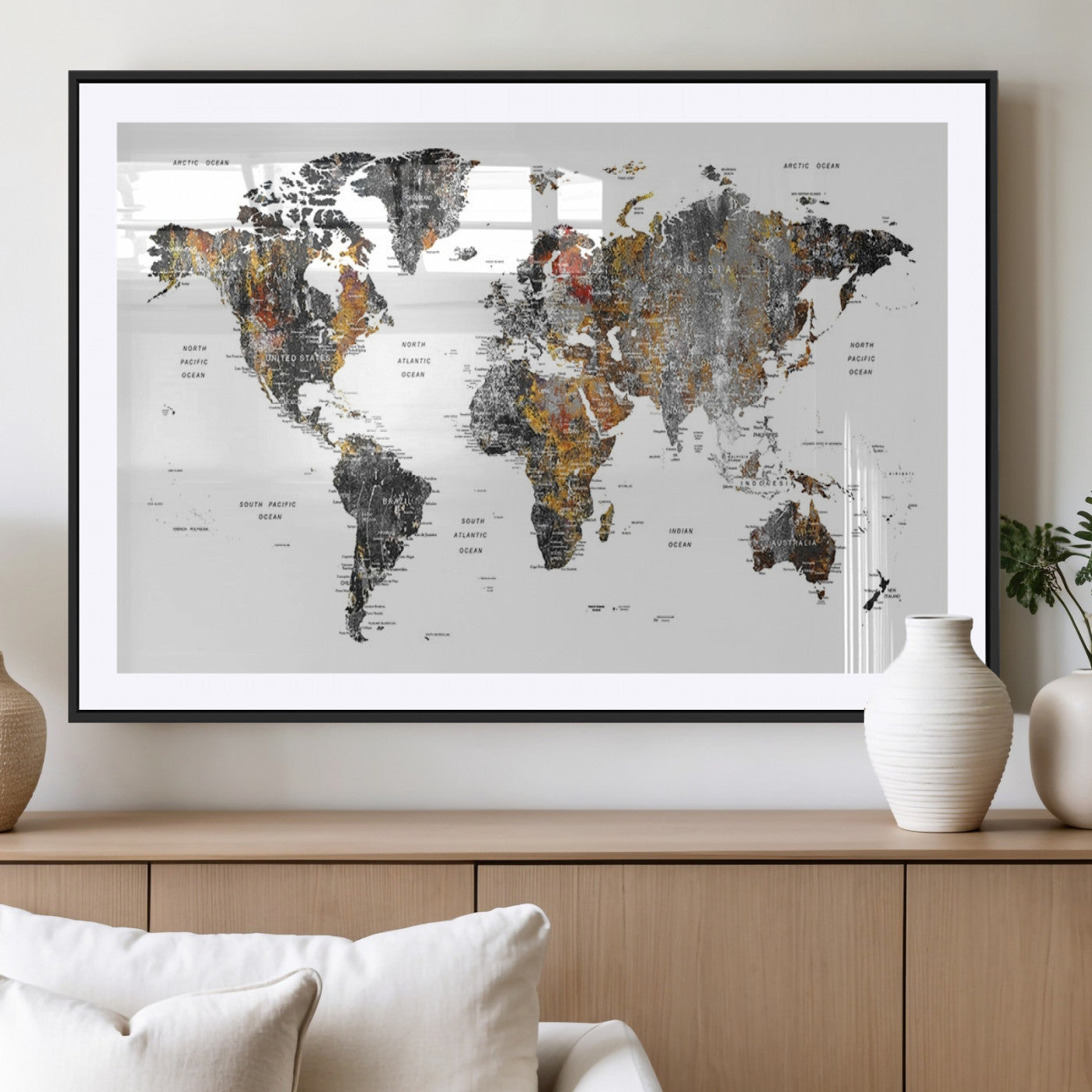MGC-FP-36x24 - World Map Wall Art Canvas Print for Home and Office Decor