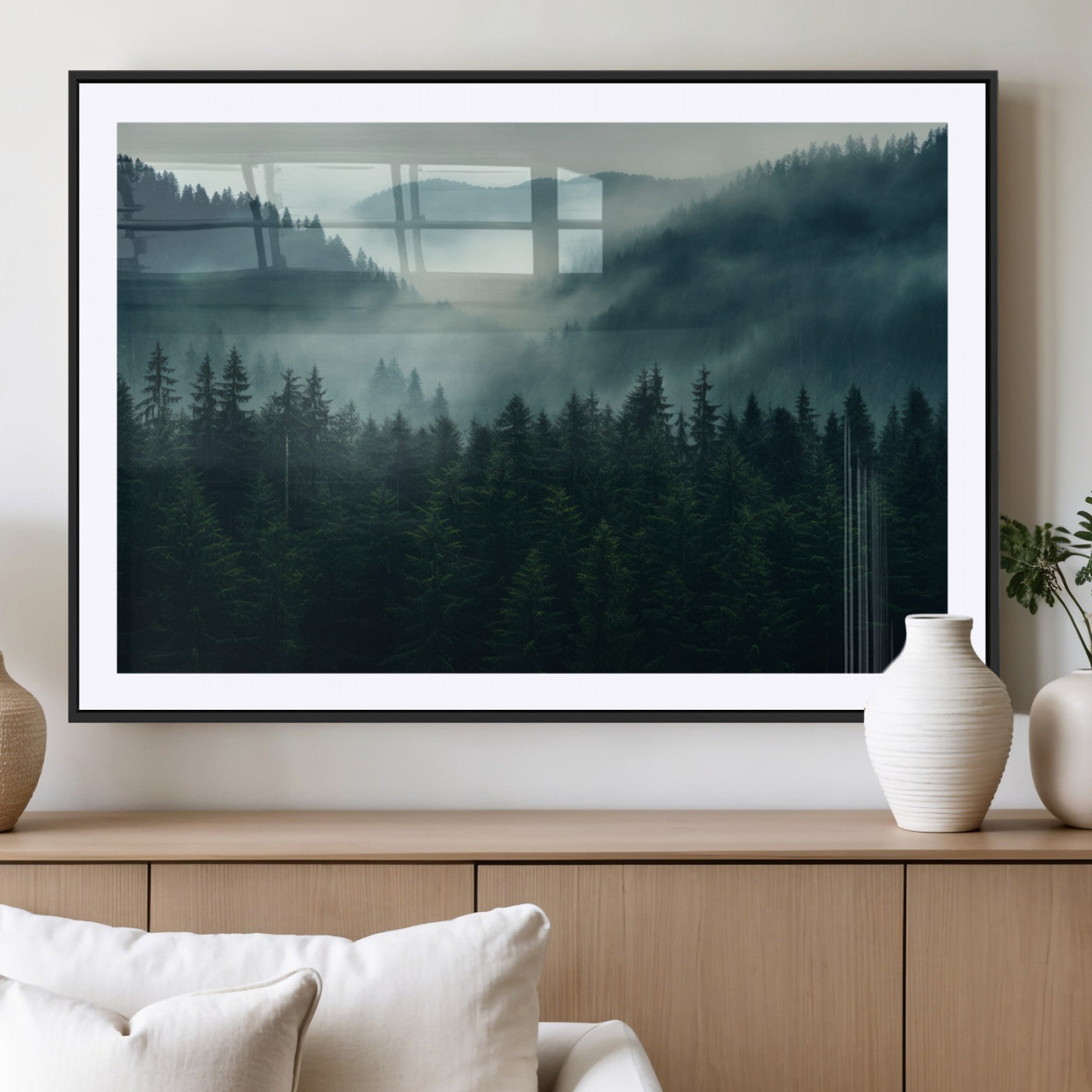 MGC-FP-36x24 - Captivating Misty Forest Wall Art Premium Canvas Print,  Foggy and Serene Atmosphere Wall Art Canvas