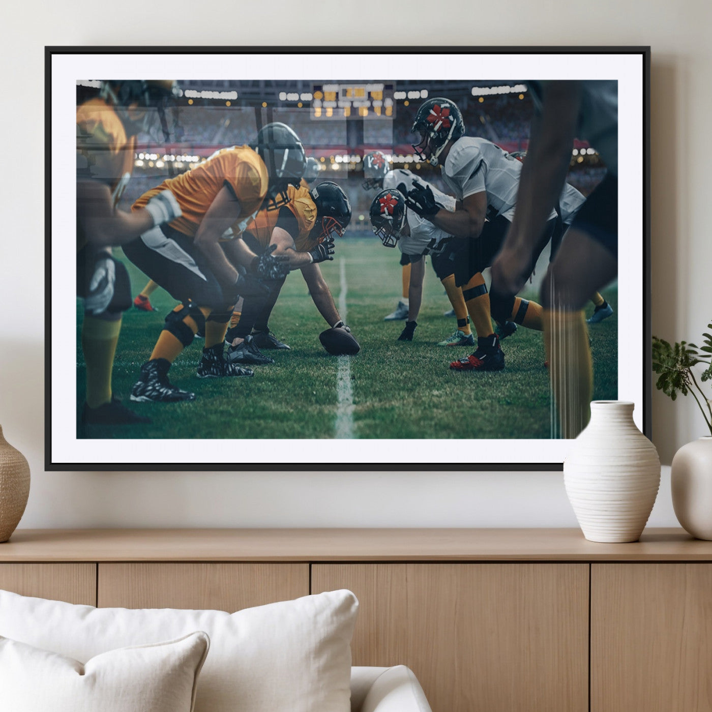 83227-MGC-FP-36x24_Black-American Football Playing Wall Art Canvas Print