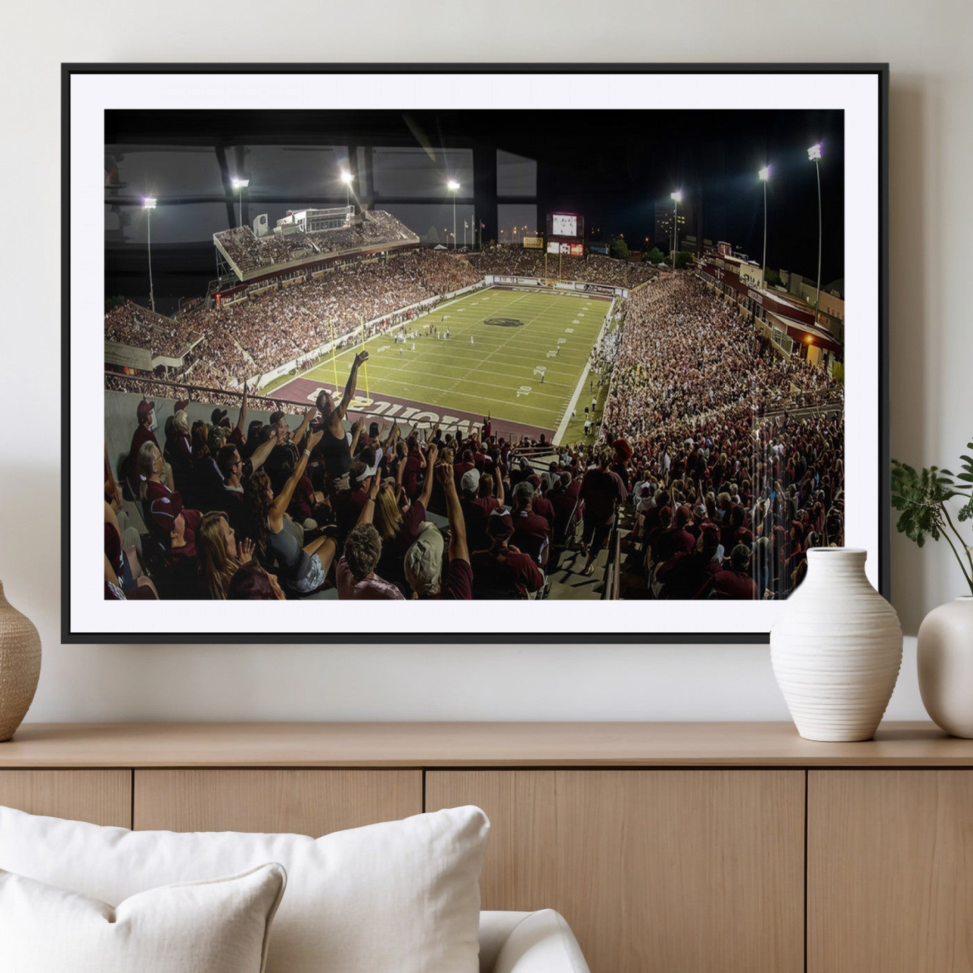 94126-MGC-FP-36x24_Black-Washington-Grizzly Stadium Canvas Wall Art – Exciting Game Night Atmosphere Captured in Panoramic