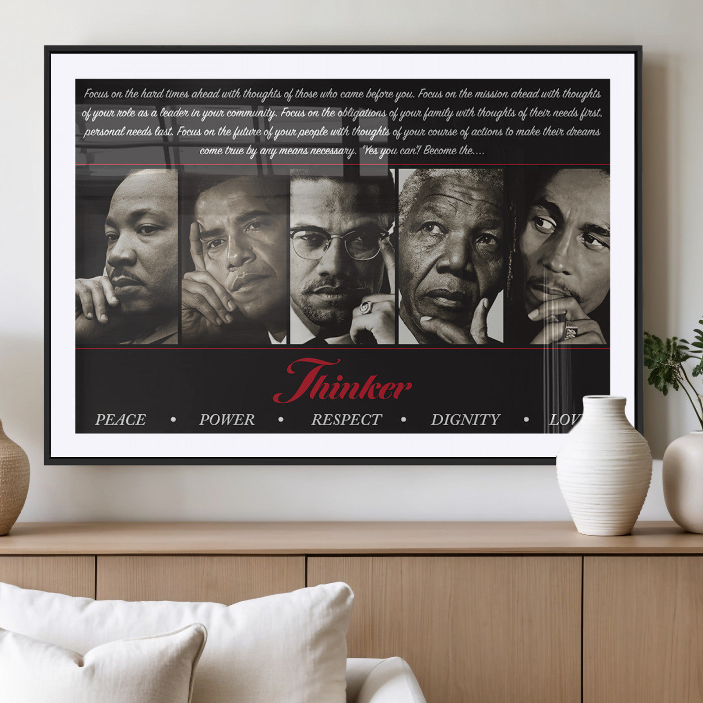MGC-FP-36x24 - Thinkers of Wall Art Canvas Print - Inspirational Wall Art Featuring Icons of Peace, Power, and