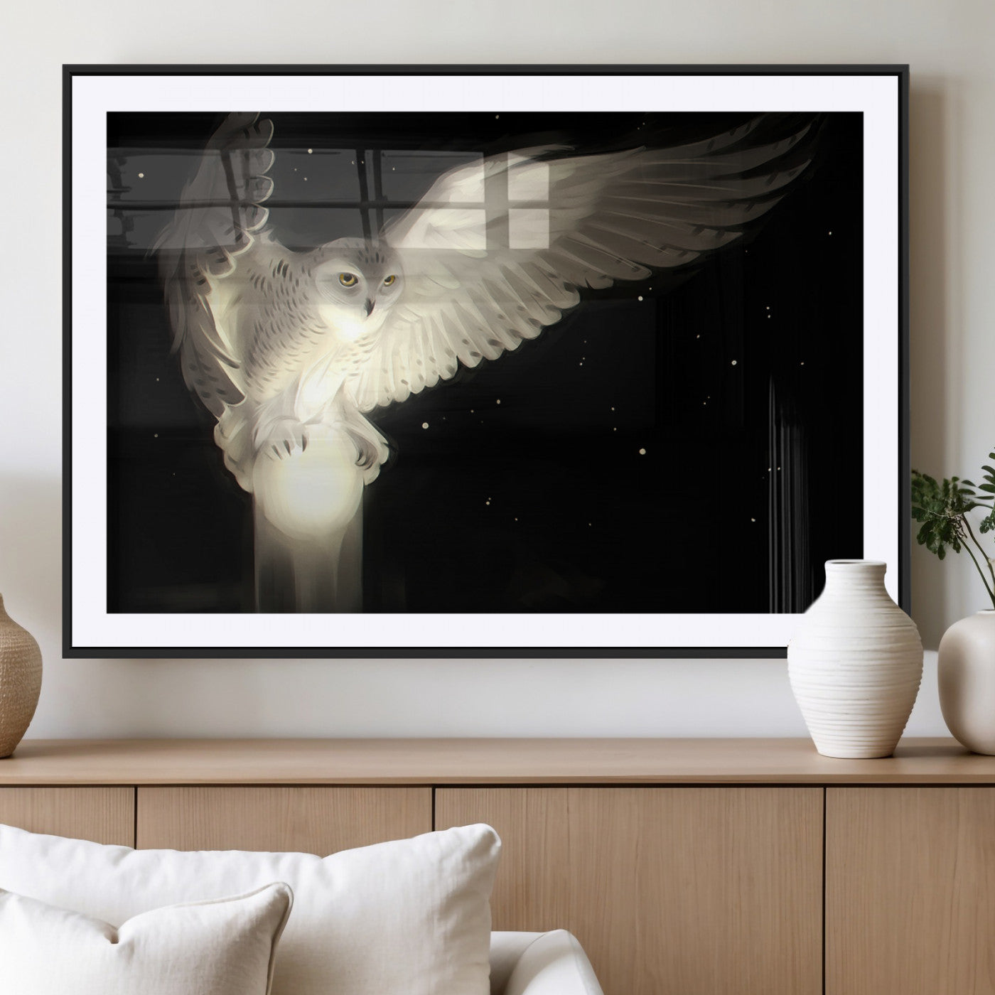 MGC-FP-36x24 - Night Owl Art -  Illuminating the Darkness – Unique Animal-Inspired Wall Art for Modern Decor |