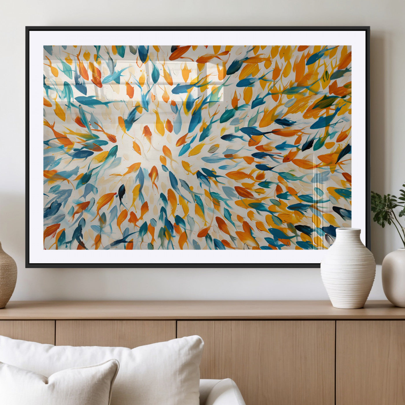 -Colorful Fish Wall Art Print – Abstract Ocean-Inspired Wall Art for Modern Spaces | Framed Canvas,