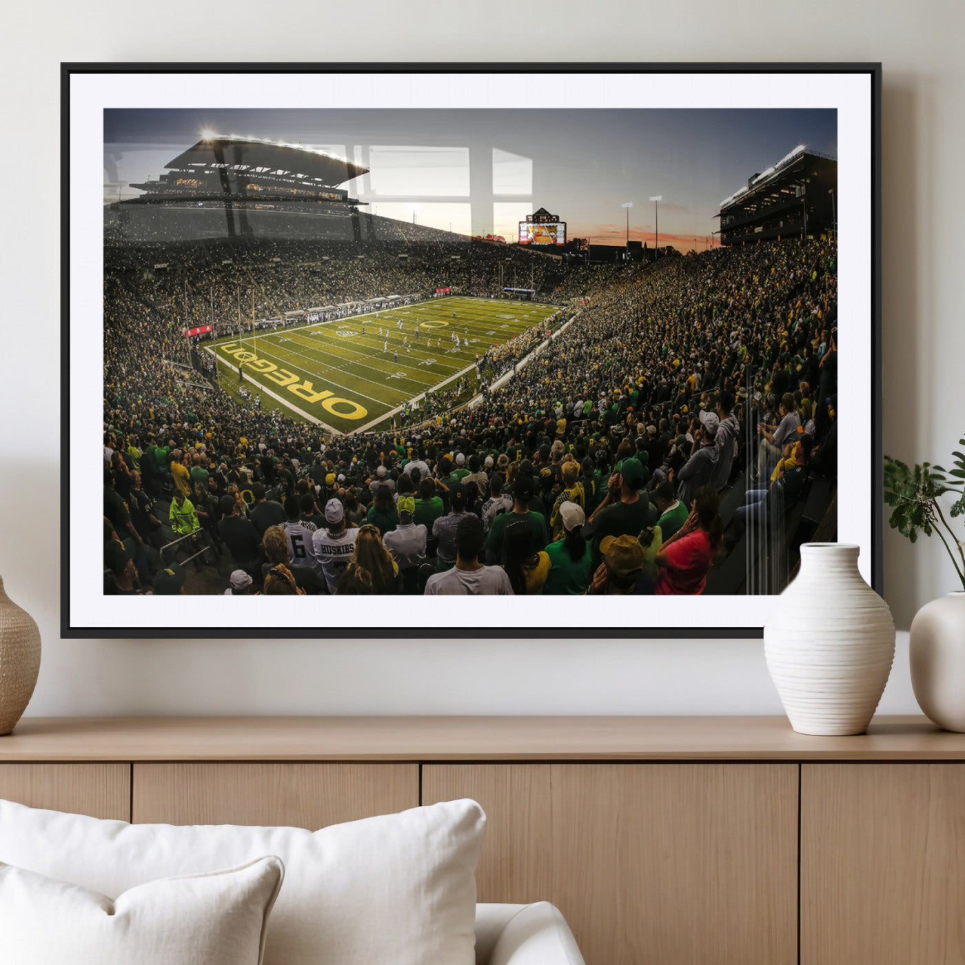 MGC-FP-36x24 - Oregon Stadium Canvas Wall Art - Captivating Game Day Scene at Autzen Stadium, Oregon Ducks Football