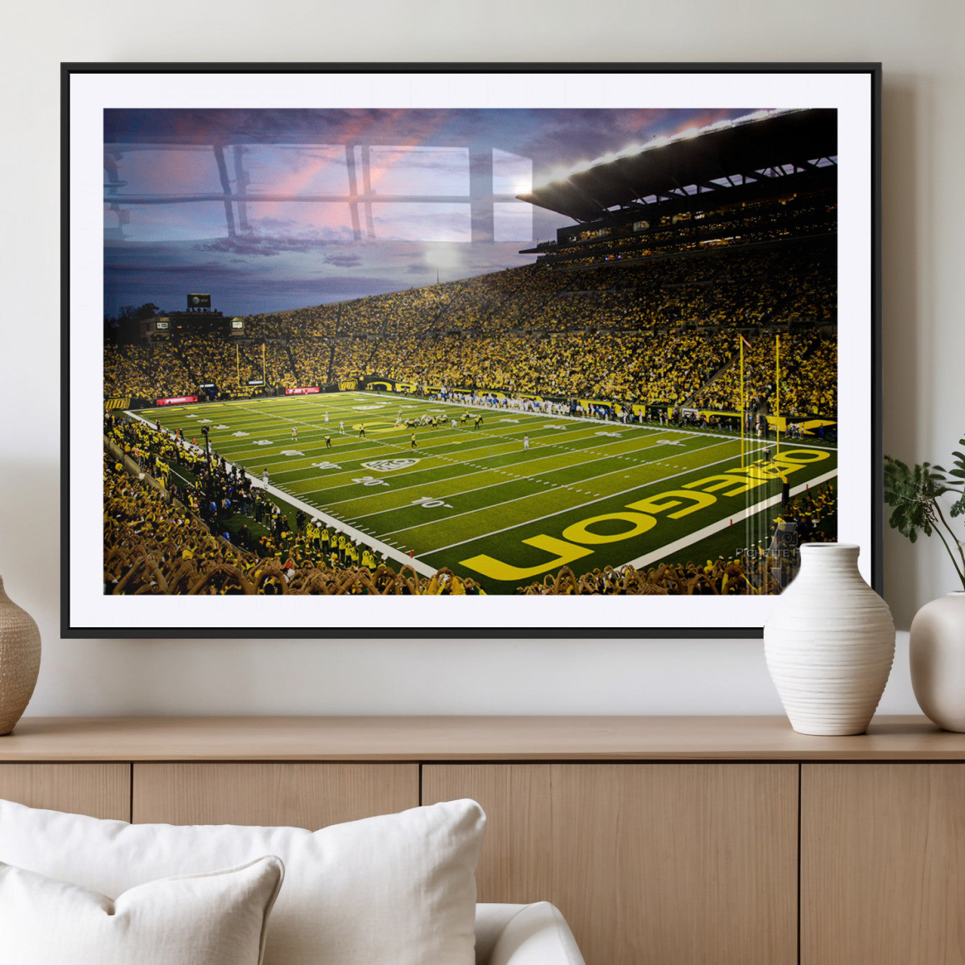 MGC-FP-36x24 - University of Oregon Ducks Football Team Print - Eugene Autzen Stadium Wall Art Canvas Print