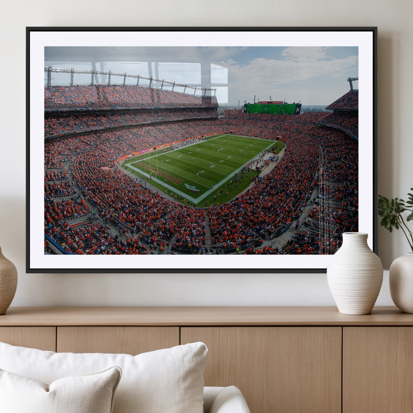 MGC-FP-36x24 - Denver Broncos Football Team Print - Empower Field Mile High Stadium Wall Art Canvas Print