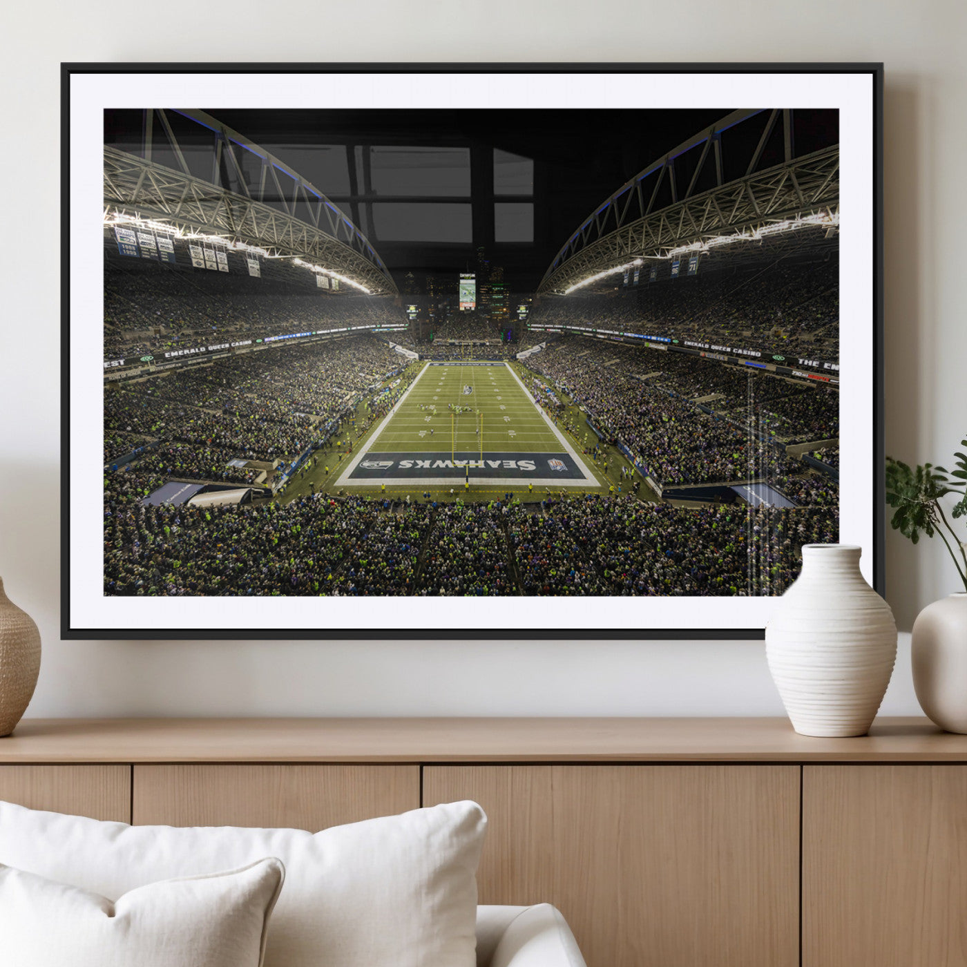 MGC-FP-36x24 - Seattle Seahawks Football Team Print Wall Art - Seattle Century Link Field Stadium Wall Art Canvas