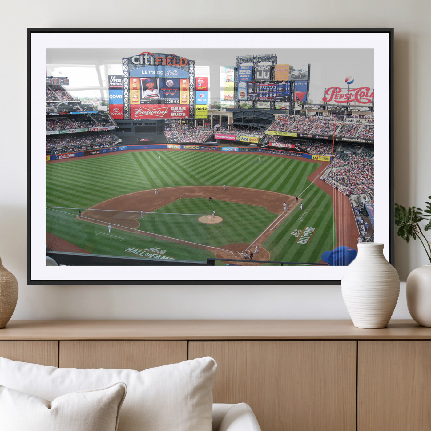 MGC-FP-36x24 - New York Mets Baseball Team Print - Citi Field Baseball Stadium Wall Art Canvas Print