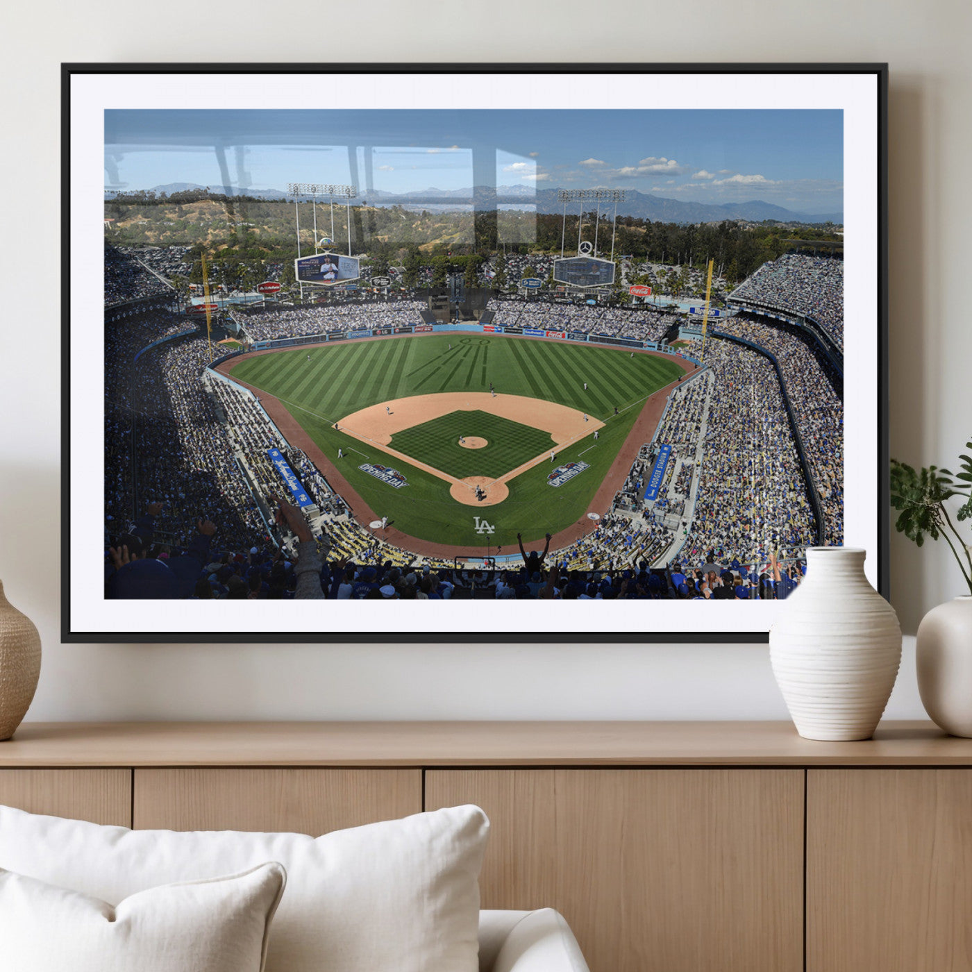 MGC-FP-36x24 - Los Angeles Dodgers Dodger Stadium Wall Art Canvas Print - MLB Baseball Stadium Wall Art Canvas