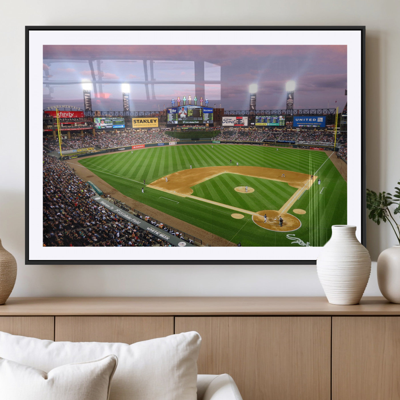 MGC-FP-36x24 - Chicago White Sox Baseball Team Print Canvas- Guaranteed Rate Field Stadium Wall Art Canvas Print