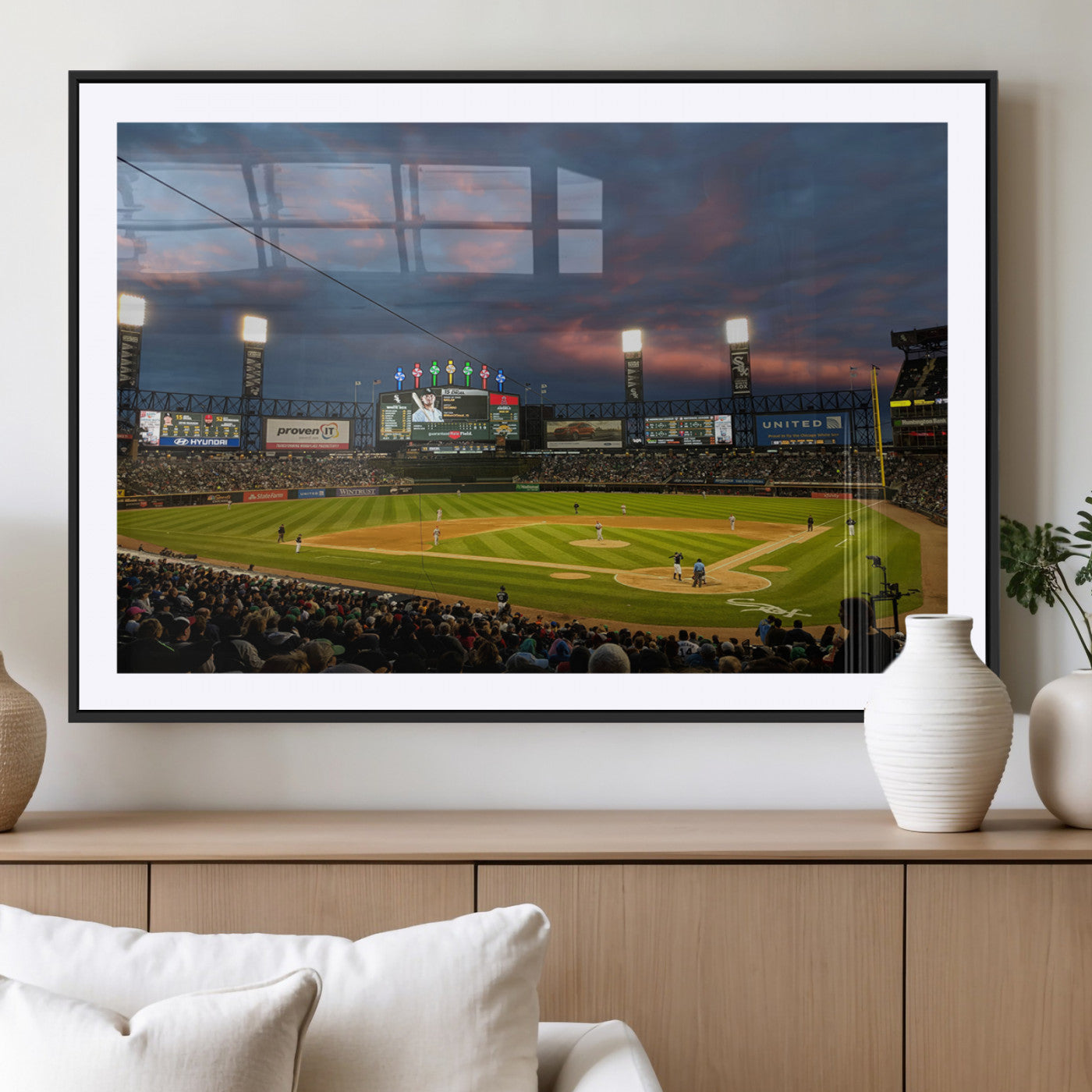MGC-FP-36x24 - Chicago White Sox Baseball Team Print Canvas- Guaranteed Rate Field Stadium Wall Art Canvas Print