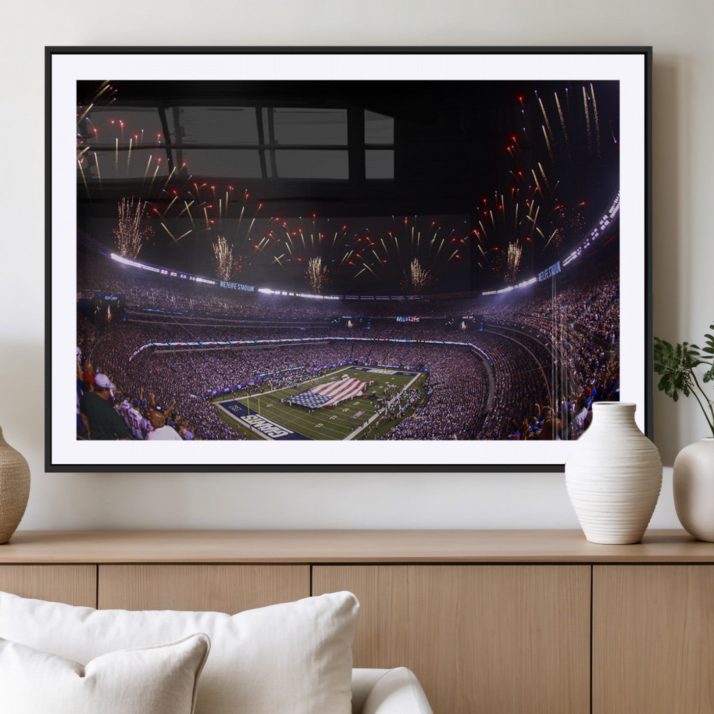 56360-MGC-FP-36x24_Black-New York Giants Football Team Print - East Rutherford MetLife Stadium Wall Art Canvas Print