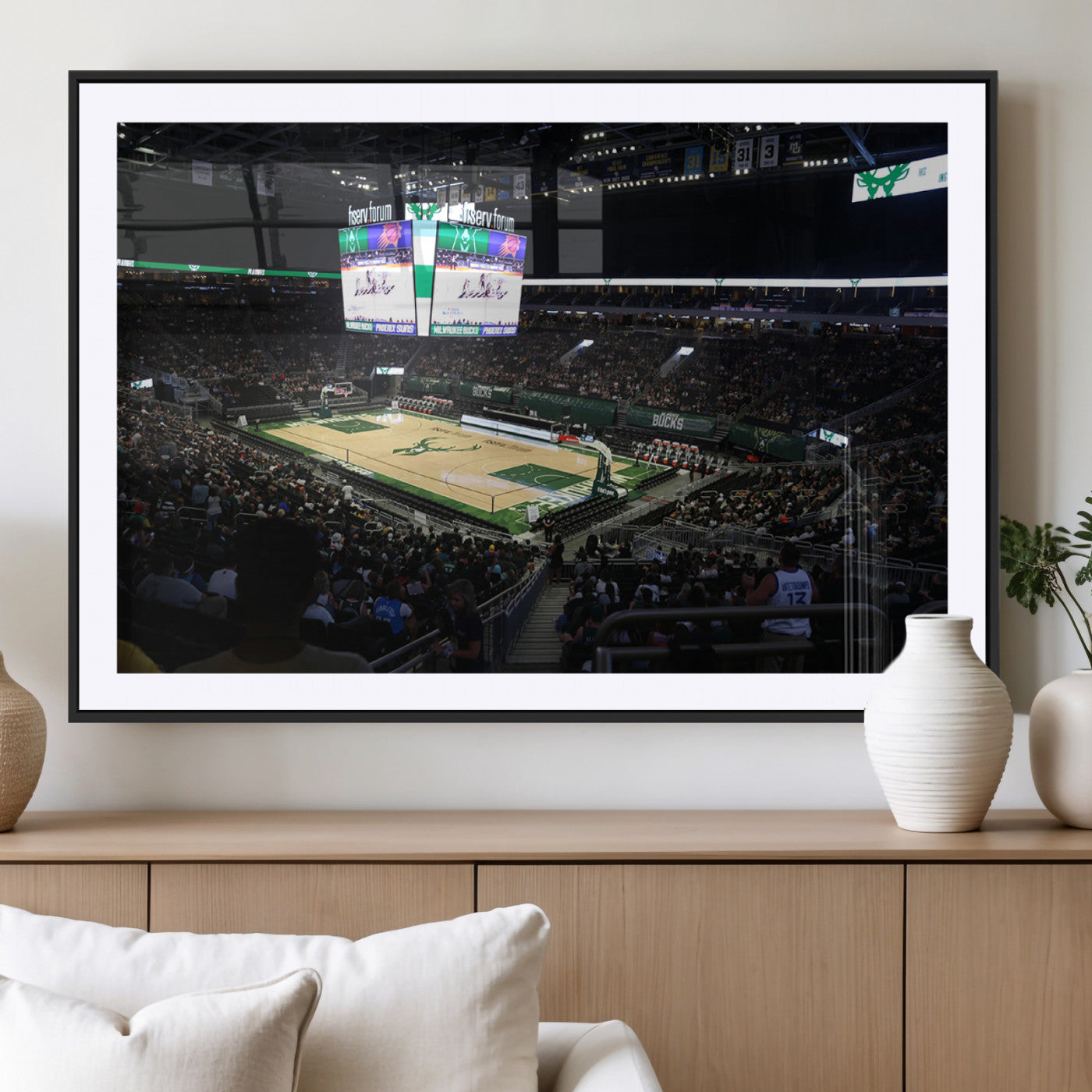 MGC-FP-36x24 - Milwaukee Bucks Basketball Print - Fiserv Forum Stadium Wall Art Canvas Print