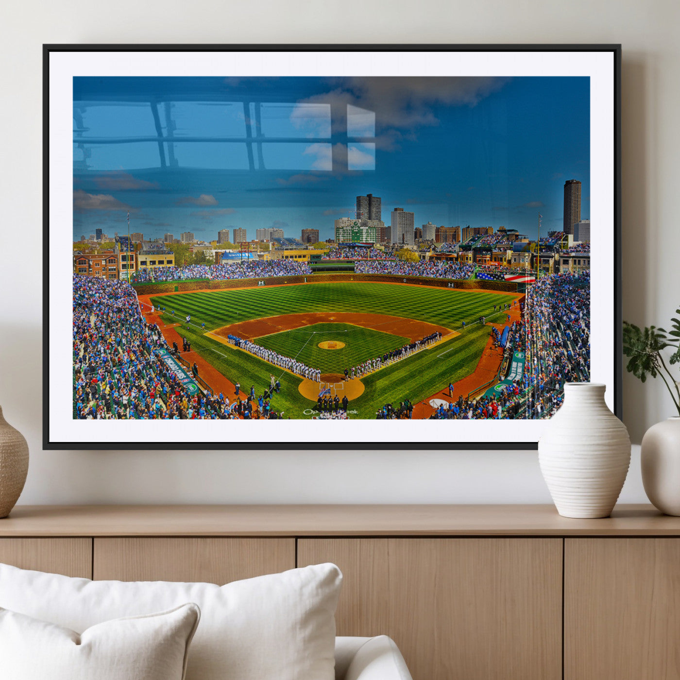 MGC-FP-36x24 - Wrigley Field Chicago Cubs Canvas Wall Art - Iconic Baseball Stadium Print for Sports Lovers - Ready