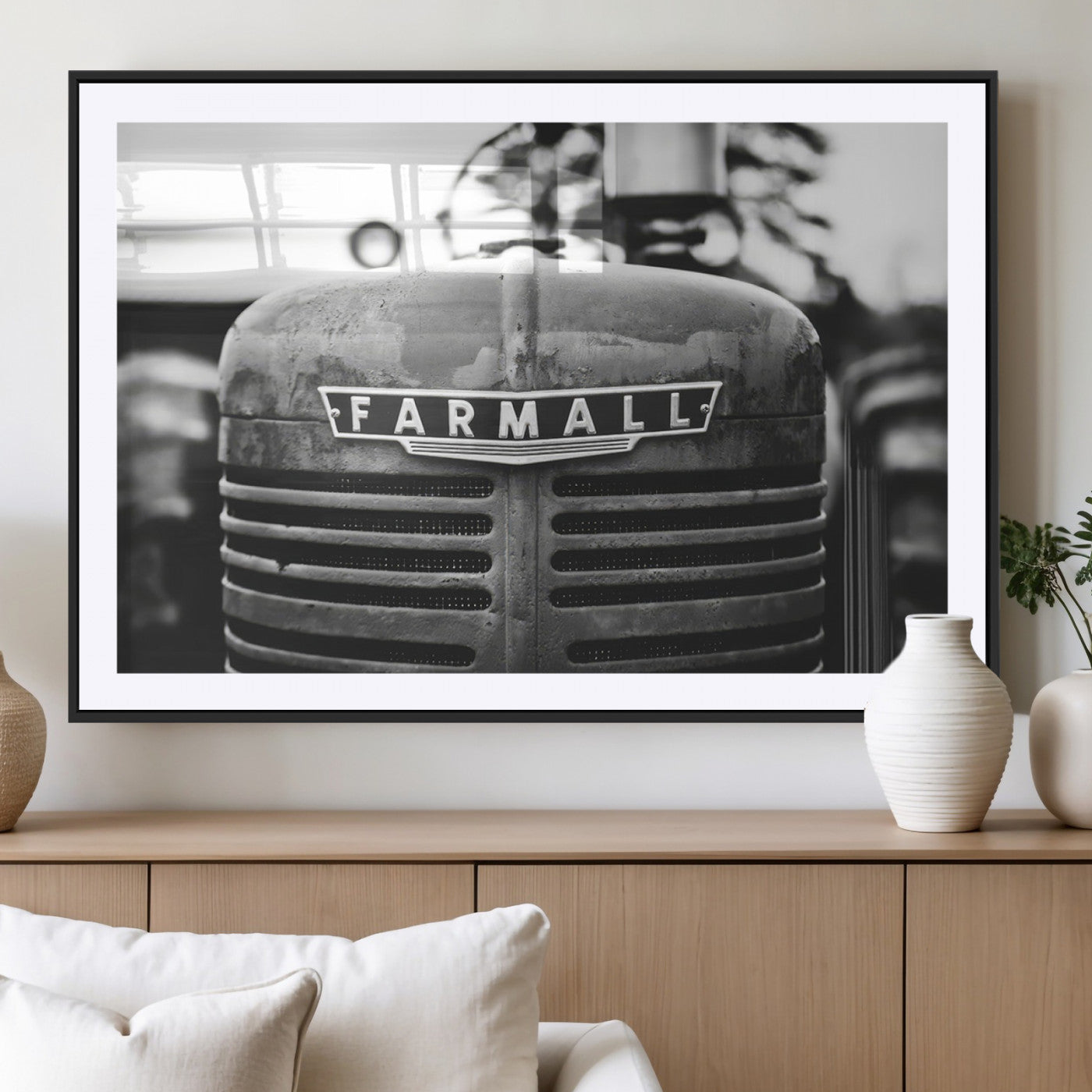 MGC-FP-36x24 - Vintage Farmall Tractor Wall Art Canvas Print, Rustic Farmhouse Decor Ready to Hang