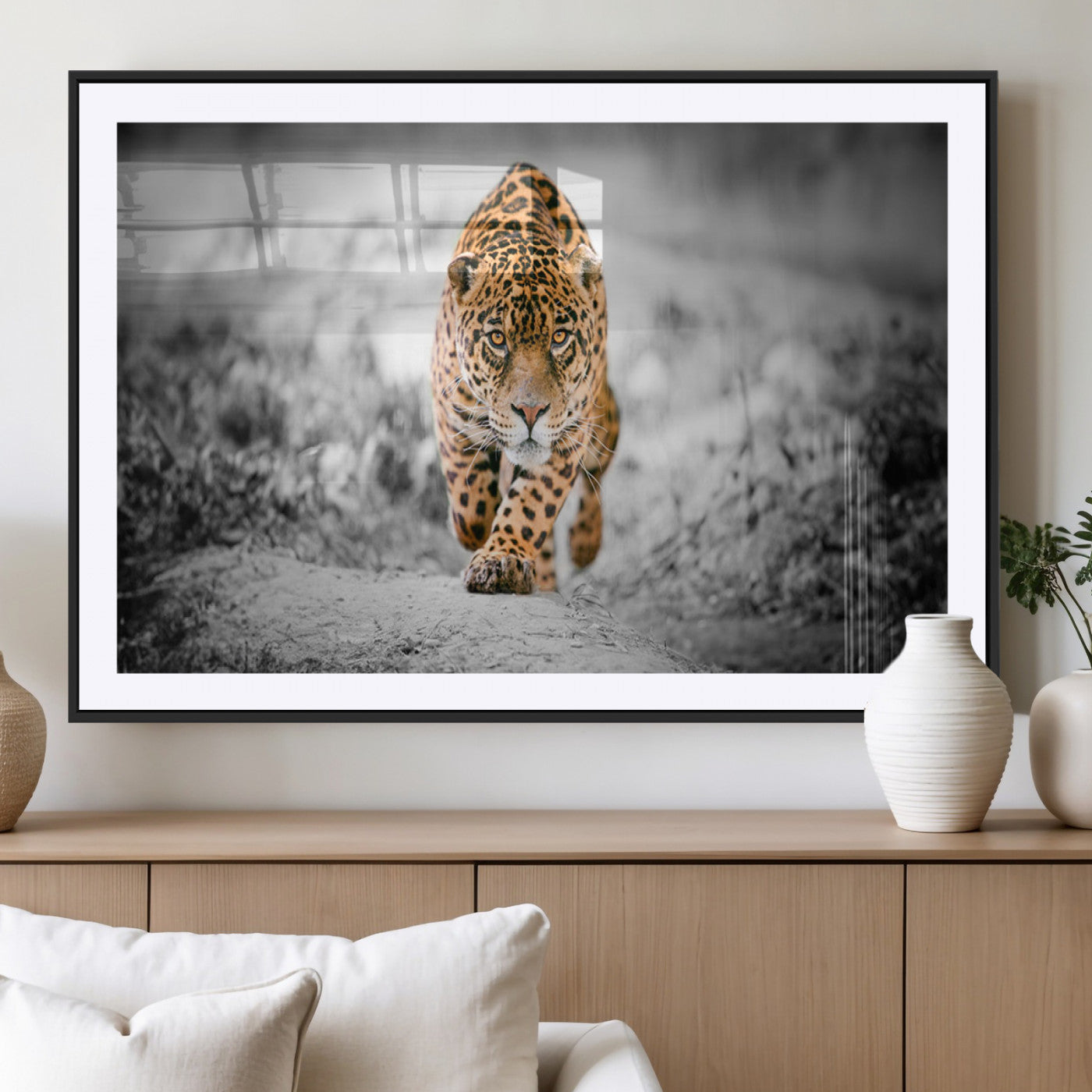 MGC-FP-36x24 - Jaguar Wall Art Canvas Print - Majestic Big Cat in Focused Pursuit - Ready to Hang
