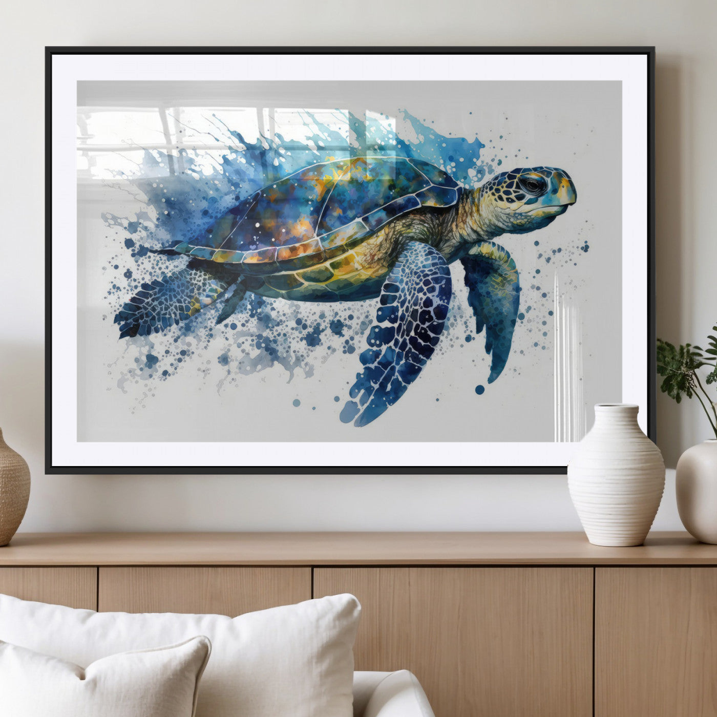 MGC-FP-36x24 - Watercolor Turtle Wall Art Canvas Print for Decoration