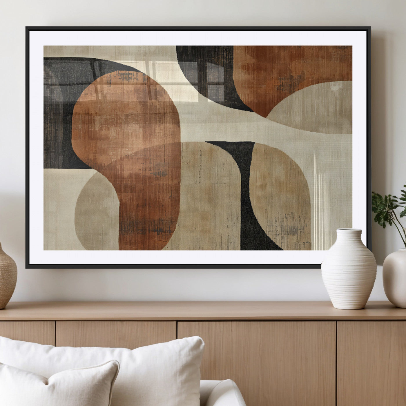 MGC-FP-36x24 - Wabi Sabi Abstract Wall Art Canvas Print | Large Minimalist Modern Geometric Wall Decor for Living