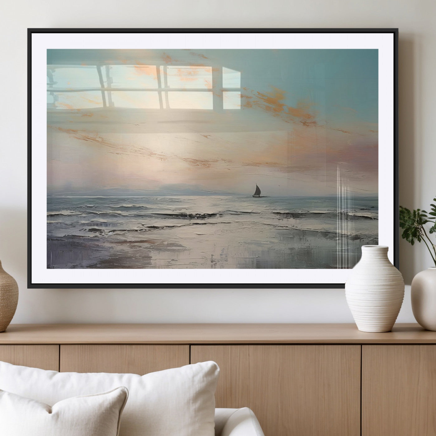 MGC-FP-36x24 - Abstract Ocean Wall Art -  Boat Wall Art Canvas Print