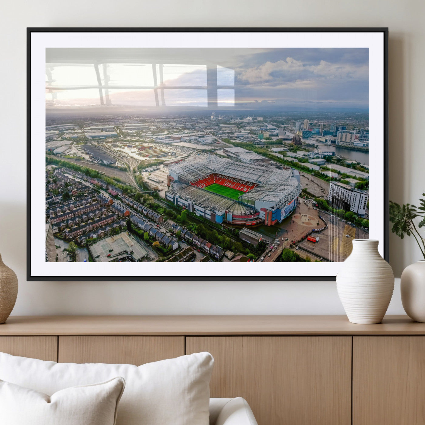 MGC-FP-36x24 - Old Trafford Manchester United Stadium Wall Art Canvas Print - Aerial View Stadium, Old Trafford