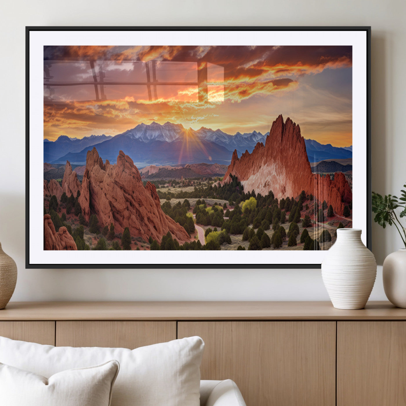 MGC-FP-36x24 - Rocky Mountains Sunset Wall Art Canvas Print – Ready to Hang, Framed Colorado Landscape