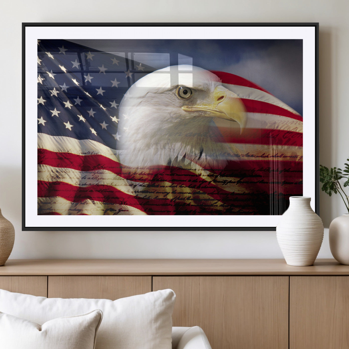 MGC-FP-36x24 - American Flag Eagle Symbol Wall Art, American Flag Eagle Wall Art Canvas Print