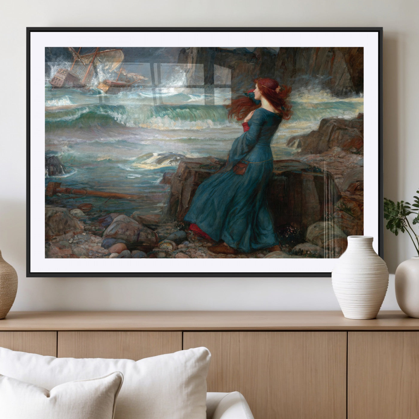 -Miranda by the Shore Wall Art Canvas Print – Tempest Scene Ocean Storm – Ready to Hang