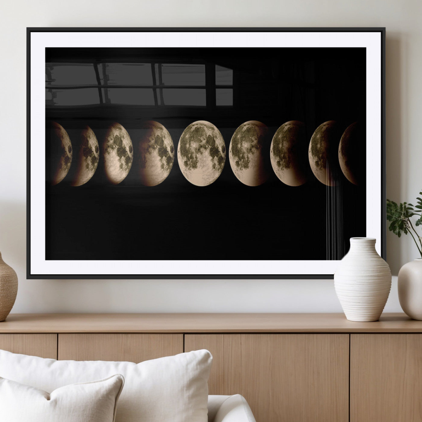 MGC-FP-36x24 - Phases of the Moon Wall Art | Canvas Print for Modern Wall Decor | Ready to Hang and Framed