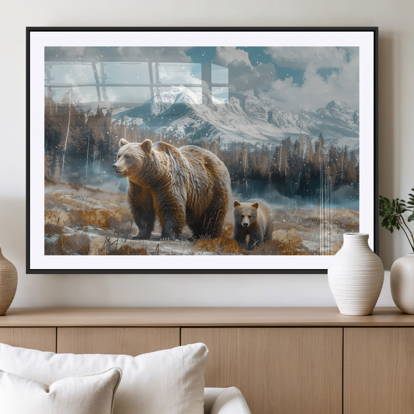 MGC-FP-36x24 - Bear and Baby Bear Wall Art Canvas Print