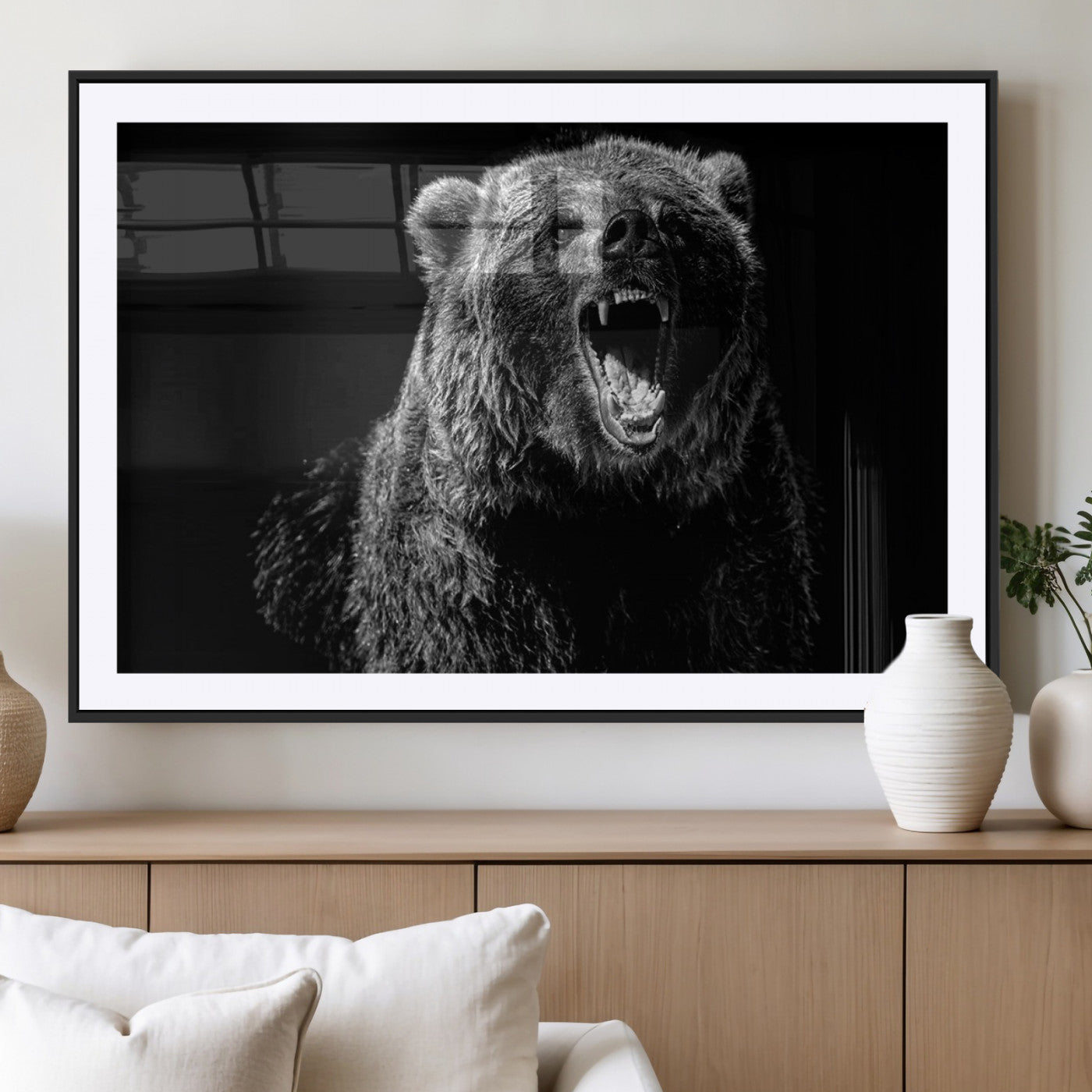 MGC-FP-36x24 - Bear Canvas Print | Wildlife Wall Art for Cabin Decor | Ready to Hang Framed